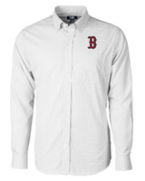 Boston Red Sox Cutter & Buck Versatech Tattersall Stretch Mens Long Sleeve Dress Shirt Charcoal Mannequin