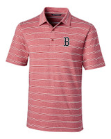 Boston Red Sox Cutter & Buck Forge Epic Confidence Recycled Heathered Stripe Stretch Mens Polo Cardinal Red Mannequin