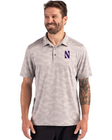 Northwestern Wildcats- Cutter & Buck Coastline Recycled Double Peached Camo Print Mens Polo CONCRETE Front