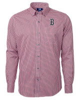 Boston Red Sox Cutter & Buck Versatech Multi Check Stretch Mens Big and Tall Long Sleeve Dress Shirt Red Mannequin