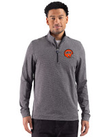 Cincinnati Bengals Historic Cutter & Buck Adapt Recycled Soft Knit Stripe Mens Quarter Zip Pullover Black Heather Front