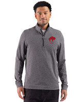 Buffalo Bills Historic Cutter & Buck Adapt Recycled Soft Knit Stripe Mens Quarter Zip Pullover Black Heather Front