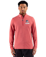 Cleveland Browns Americana Cutter & Buck Adapt Recycled Soft Knit Stripe Mens Quarter Zip Pullover Cardinal Red Heather Front