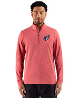 Arizona Cardinals Americana Cutter & Buck Adapt Recycled Soft Knit Stripe Mens Quarter Zip Pullover Cardinal Red Heather Front