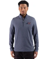 New York Jets Americana - Cutter & Buck Adapt Recycled Soft Knit Stripe Mens Big & Tall Quarter Zip Pullover Navy Blue Heather Front