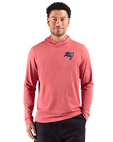 Tampa Bay Buccaneers Americana Cutter & Buck Adapt Recycled Soft Knit Stripe Mens Hooded Pullover Cardinal Red Heather Front