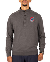 Chicago Cubs Cutter & Buck Saturday Cotton Blend Mens Big and Tall  Mock Pullover Sweatshirt Charcoal Heather Front