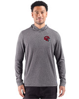 Kansas City Chiefs NFL Helmet Cutter & Buck Adapt Recycled Soft Knit Stripe Mens Hooded Pullover Black Heather Front