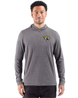 Jacksonville Jaguars Cutter & Buck Adapt Recycled Soft Knit Stripe Mens Hooded Pullover Black Heather Front