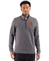 San Francisco Giants Cutter & Buck Adapt Recycled Soft Knit Stripe Mens Quarter Zip Pullover Black Heather Front