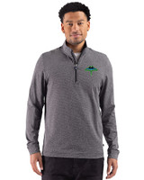 Tampa Bay Rays City Connect Cutter & Buck Adapt Recycled Soft Knit Stripe Mens Big & Tall Quarter Zip Pullover Black Heather Front