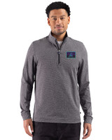 Arizona Diamondbacks City Connect- Cutter & Buck Adapt Recycled Soft Knit Stripe Mens Big & Tall Quarter Zip Pullover Black Heather Front