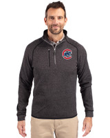 Chicago Cubs Cutter & Buck Mainsail Sweater-Knit Mens Big and Tall Half Zip Pullover Jacket Charcoal Heather Front