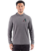Arizona Diamondbacks Cooperstown Cutter & Buck Adapt Recycled Soft Knit Stripe Mens Hooded Pullover Black Heather Front