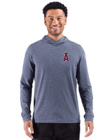 Los Angeles Angels Cutter & Buck Adapt Recycled Soft Knit Stripe Mens Big & Tall Hooded Pullover Navy Blue Heather Front