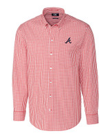 Atlanta Braves Cutter & Buck Easy Care Stretch Gingham Mens Big and Tall Long Sleeve Dress Shirt Cardinal Red Mannequin