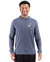 San Francisco Giants Stars & Stripes Cutter & Buck Adapt Recycled Soft Knit Stripe Mens Big & Tall Hooded Pullover Navy Blue Heather Front