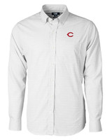 Cincinnati Reds Cutter & Buck Versatech Tattersall Stretch Mens Big and Tall Dress Shirt Charcoal Mannequin