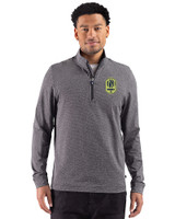 Nashville SC Cutter & Buck Adapt Recycled Soft Knit Stripe Mens Quarter Zip Pullover Black Heather Front