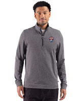 Colorado Rapids Cutter & Buck Adapt Recycled Soft Knit Stripe Mens Big & Tall Quarter Zip Pullover Black Heather Front