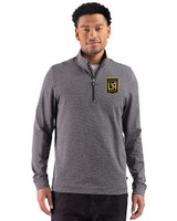 LAFC 91���� Adapt Recycled Soft Knit Stripe Mens Big & Tall Quarter Zip Pullover Black Heather Front