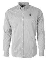 Chicago White Sox Cutter & Buck Versatech Pinstripe Stretch Mens Big and Tall Dress Shirt Black Mannequin