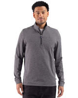 Cutter & Buck Adapt Recycled Soft Knit Stripe Mens Quarter Zip Pullover Black Heather Front