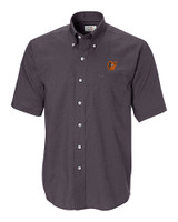 Baltimore Orioles Cutter & Buck Epic Easy Care Nailshead Mens Big and Tall Short Sleeve Dress Shirt Black Mannequin