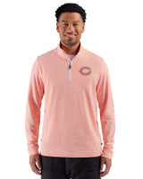 Chicago Bears - Cutter & Buck Adapt Recycled Soft Knit Stripe Mens Quarter Zip Pullover  College Orange Heather/White Front