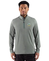 Notre Dame Fighting Irish Alumni - Cutter & Buck Adapt Recycled Soft Knit Stripe Mens Quarter Zip Pullover  Hunter Heather Front