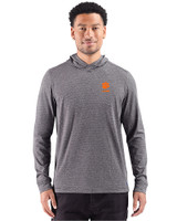 Clemson Tigers Alumni Cutter & Buck Adapt Recycled Soft Knit Stripe Mens Hooded Pullover Black Heather Front
