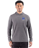 Duke Blue Devils Alumni Cutter & Buck Adapt Recycled Soft Knit Stripe Mens Big & Tall Hooded Pullover Black Heather Front