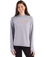 Tennessee Volunteers Alumni Cutter & Buck Adapt Recycled Soft Knit Stripe Womens Hooded Pullover Black Heather/White Front