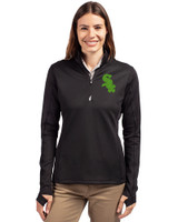 Chicago White Sox Cutter & Buck Traverse Stretch Eco Quarter Zip Womens Pullover Black Front