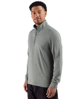 UNC Wilmington Seahawks - Cutter & Buck Adapt Recycled Soft Knit Stripe Mens Quarter Zip Pullover  Hunter Heather Side