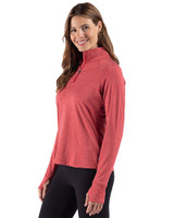 Arizona Wildcats Cutter & Buck Adapt Recycled Soft Knit Stripe Womens Quarter Zip Pullover Cardinal Red Heather Side