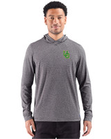 Oregon Ducks- Cutter & Buck Adapt Recycled Soft Knit Stripe Mens Hooded Pullover Black Heather Front