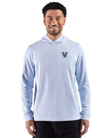 Villanova Wildcats Cutter & Buck Adapt Recycled Soft Knit Stripe Mens Hooded Pullover Atlas Heather/White Front