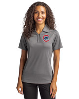 Chicago Cubs Cutter & Buck Genre Textured Solid Womens Polo Elemental Grey Front