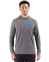 Kentucky Wildcats Cutter & Buck Adapt Recycled Soft Knit Stripe Mens Big & Tall Hooded Pullover Black Heather Front