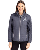 Atlanta Braves Cutter & Buck Rainier PrimaLoft®  Womens Eco Insulated Full Zip Puffer Jacket Anthracite Melange Front