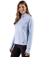 Old Dominion Monarchs Cutter & Buck Adapt Recycled Soft Knit Stripe Womens Hooded Pullover Atlas Heather/White Side