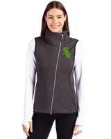 Chicago White Sox Cutter & Buck Mainsail Sweater Knit Womens Asymmetrical Vest Charcoal Heather Front