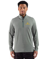 Notre Dame Fighting Irish Cutter & Buck Adapt Recycled Soft Knit Stripe Mens Quarter Zip Pullover  Hunter Heather Front