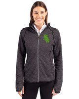 Chicago White Sox Cutter & Buck Mainsail Full Zip Hooded Womens Jacket Charcoal Heather Front