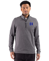 Duke Blue Devils Cutter & Buck Adapt Recycled Soft Knit Stripe Mens Big & Tall Quarter Zip Pullover Black Heather Front