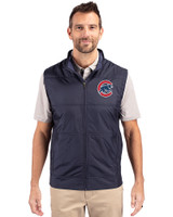 Chicago Cubs Cutter & Buck Stealth Hybrid Quilted Mens Windbreaker Vest Liberty Navy Front