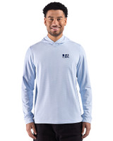 Jackson State Tigers Cutter & Buck Adapt Recycled Soft Knit Stripe Mens Hooded Pullover Atlas Heather/White Front