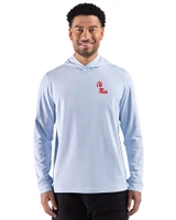 Ole Miss Rebels Cutter & Buck Adapt Recycled Soft Knit Stripe Mens Big & Tall Hooded Pullover Atlas Heather/White Front
