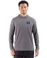 Duke Blue Devils Cutter & Buck Adapt Recycled Soft Knit Stripe Mens Big & Tall Hooded Pullover Black Heather Front
